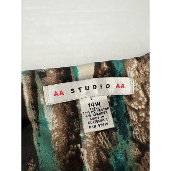 AA Studio AA Women's Cap Sleeves V-Neck Midi Multicolor Faux Wrap Dress Size 14W - Picture 7 of 8